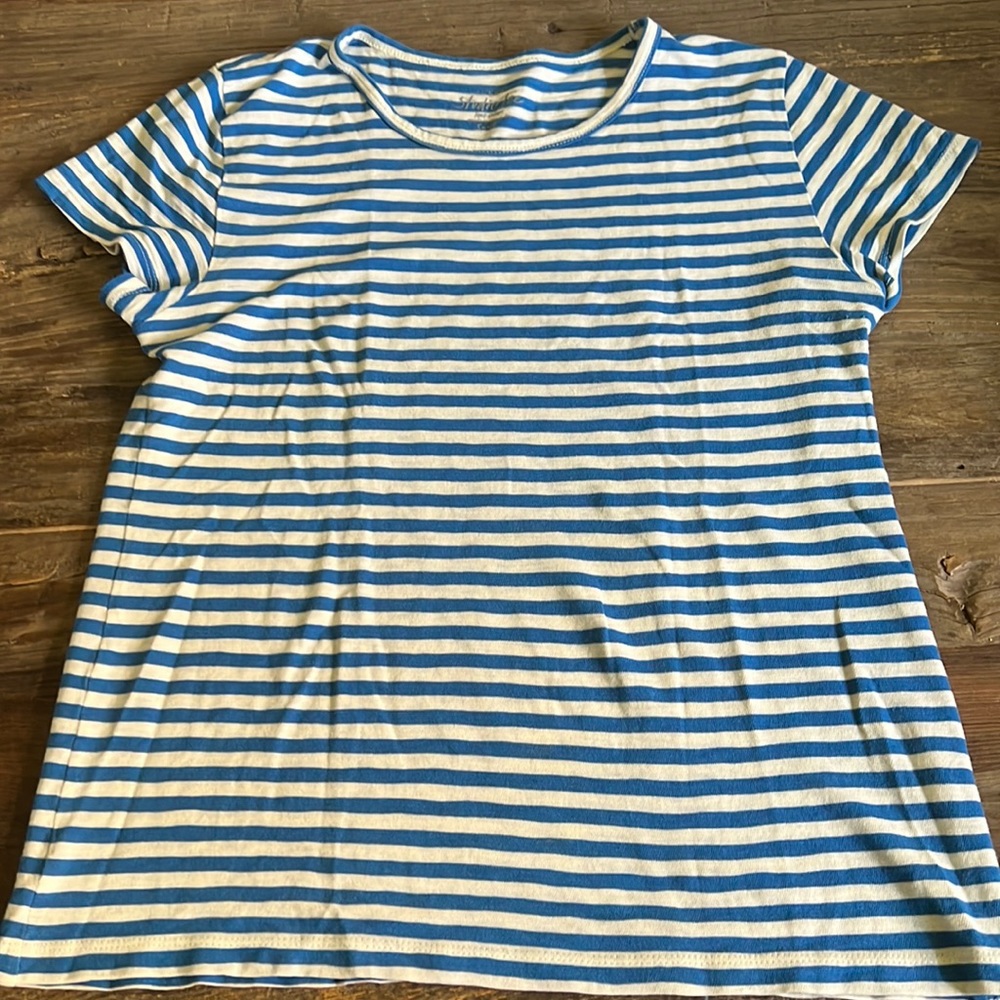 J Crew studio tee in blue and white stripe